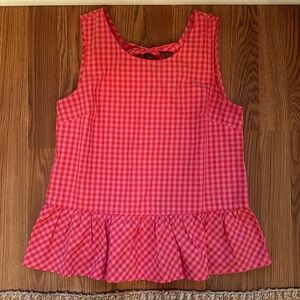J. Crew Factory Pink Gingham Peplum Tank